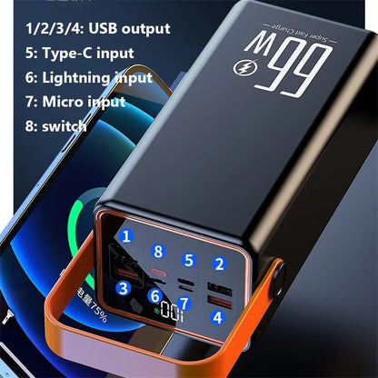 Powerful 70000Mah Power Bank 22.5W Fast Charging External Battery USB C PD20W Large Capacity Powerbank for Iphone Xiaomi Samsung