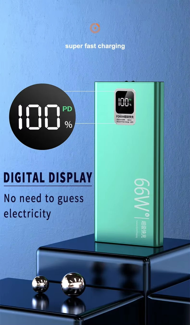 Power Bank 30000Mah with USB Output 66W Fast Charging Powerbank External Battery Pack for Iphone Huawei Xiaomi Samsung Powerbank